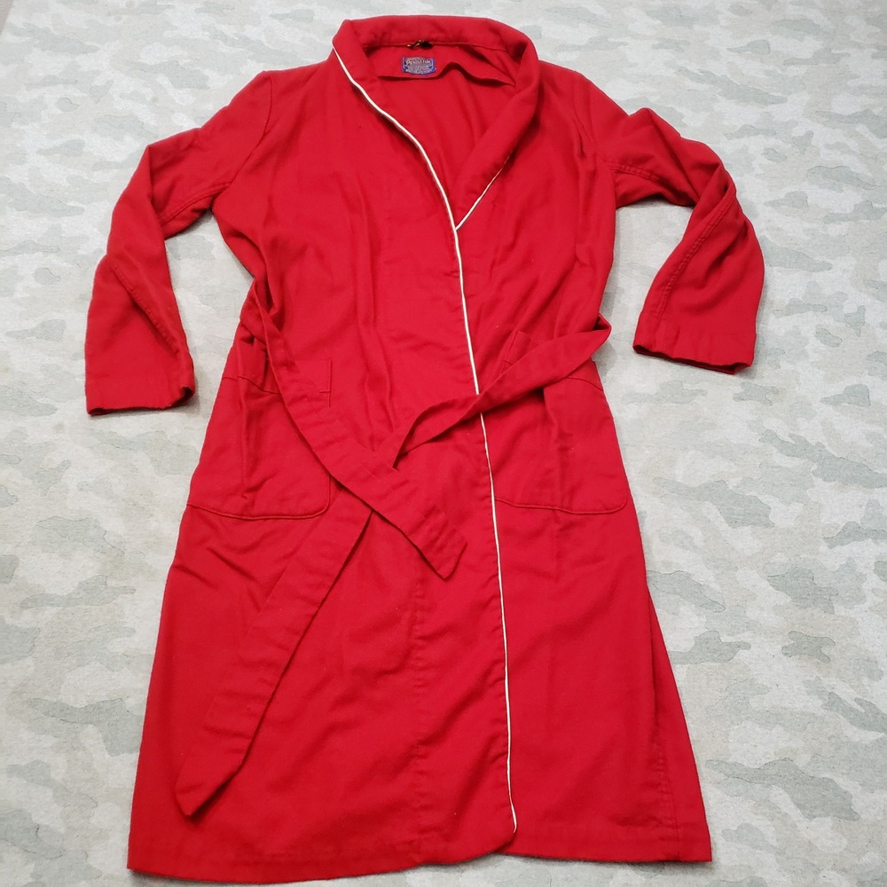 Vintage Pendleton Robe Mens Large Red Belted Long Sleeve Wool